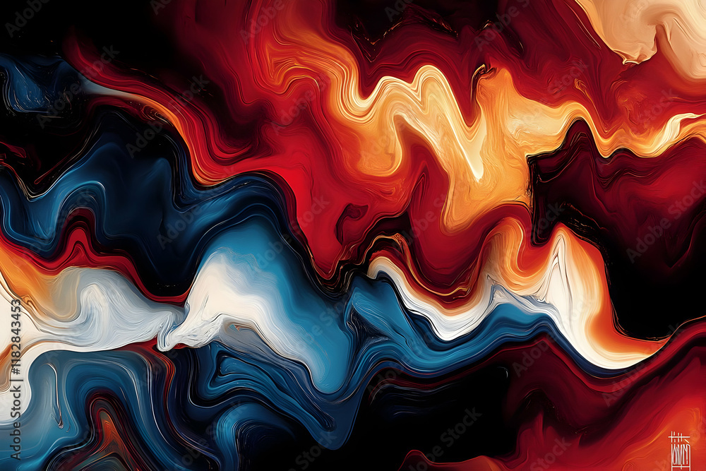 Poster abstract swirls of color blend seamlessly in a digital art background