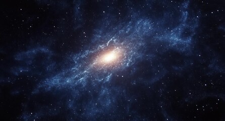 Fototapeta premium Stunning Cosmic Scene of a Vast Galaxy with Bright Nebula and Shimmering Stars in Dark Space