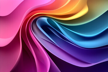3D Abstract Background with Smooth Colorful Waves Flows Dynamically and Elegantly