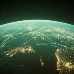 Planet Earth with Network Connections Shows Global Communication and Data Exchange