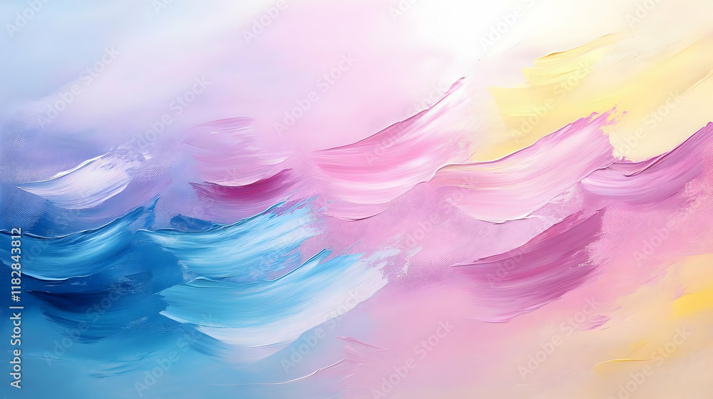 Poster abstract background displays colorful brushstrokes flowing dynamically across canvas