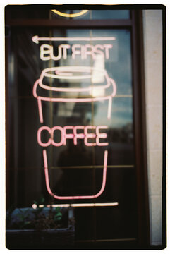 Neon Sign Saying &lsquo;But First Coffee'