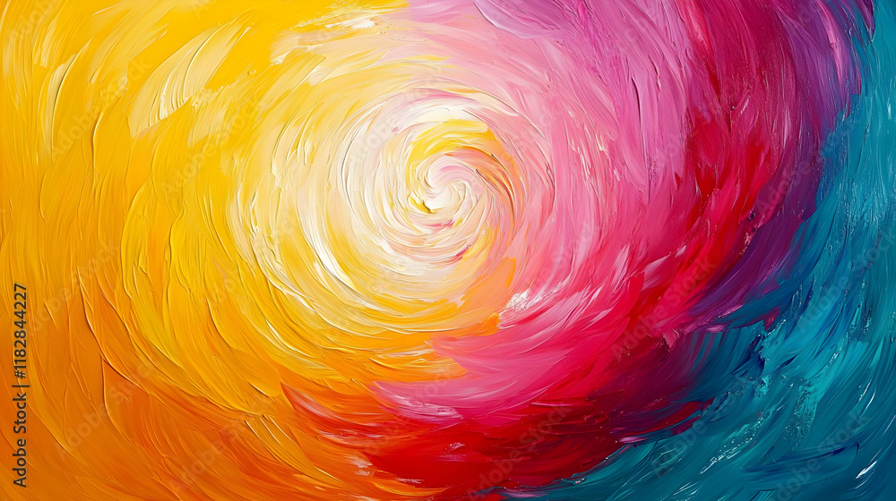 Poster abstract swirl painting in vibrant colors with expressive brushstrokes creates dynamic visual.
