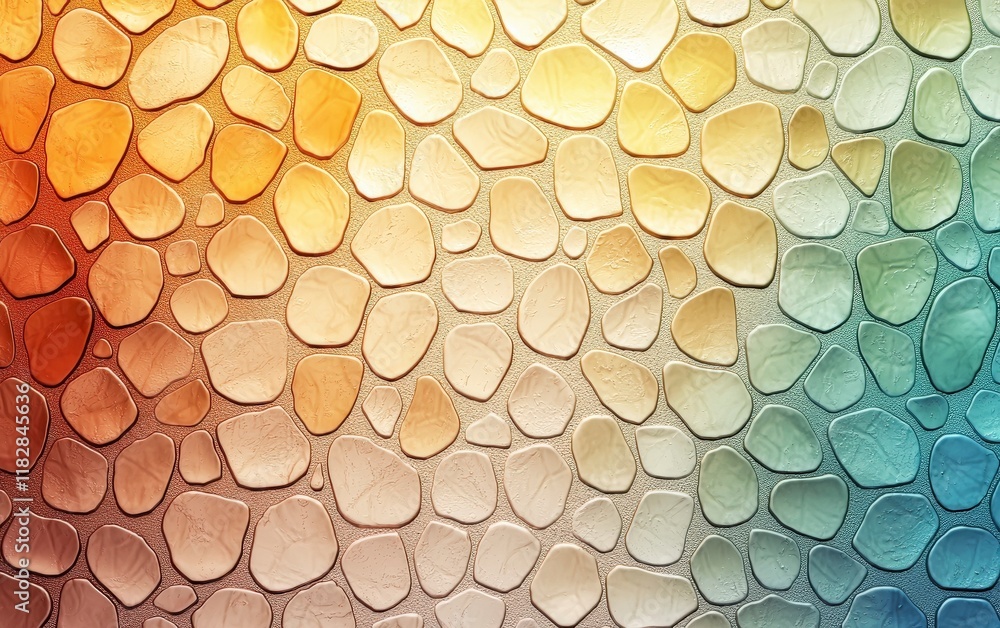 Poster colorful abstract background of smooth stones arranged in a creative pattern with warm and cool tone