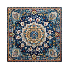 Blue Floral Islamic Tapestry Art Isolated on Transparent Background