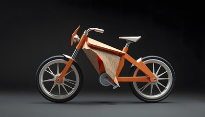Futuristic bike, origami. isolated with white highlights