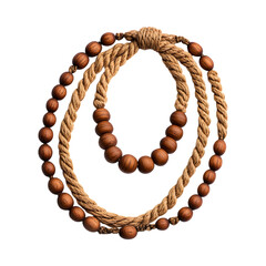 Jute Thread Tasbeeh with Wooden Beads Isolated on Transparent Background