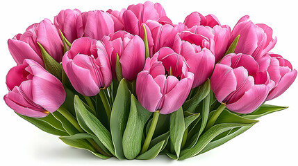 Obraz premium Bouquet of Pink Tulips Creates a Vibrant Floral Display on a White Background