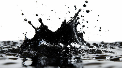 Black Liquid Splashes and Forms Crown-like Shape with Droplets Dynamically Scattered