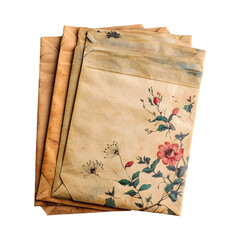 Vintage Floral Lantern Printed Envelopes Isolated on Transparent Background