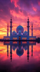 Fototapeta premium mosque in the night for background