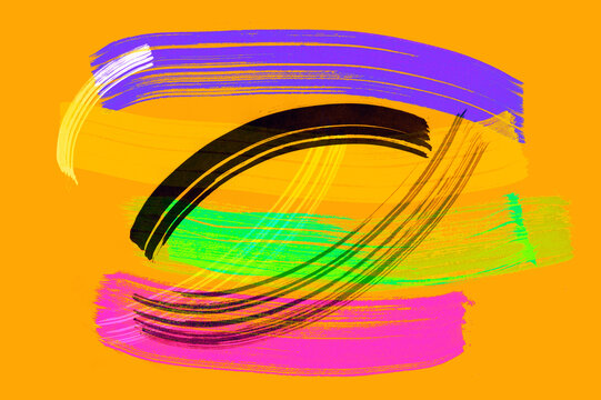 Vivid Color Abstract overlapping brushstroke lines on Orange