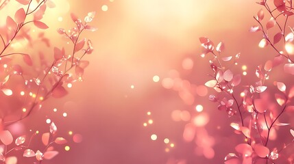 Fototapeta premium Glowing Pink Branches With Delicate Leaves and Soft Light