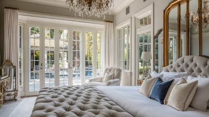 Luxurious Master Bedroom with Pool View