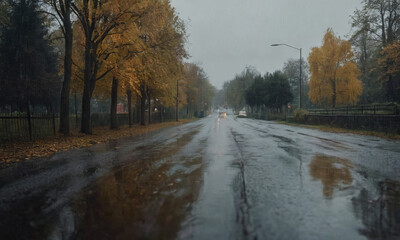 Sketches on the theme of autumn mood, Gloomy rainy autumn