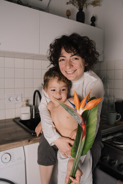 Portrait With Bird Of Paradise Flower