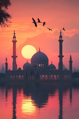 Fototapeta premium mosque at sunset