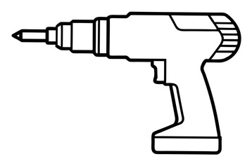 electric drill machine line art silhouette vector