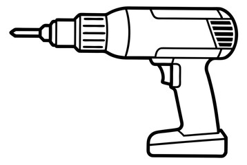 electric drill machine line art silhouette vector