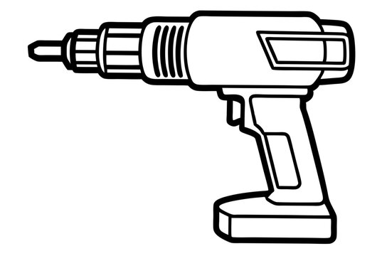 recommend clip art: electric drill machine line art silhouette vector