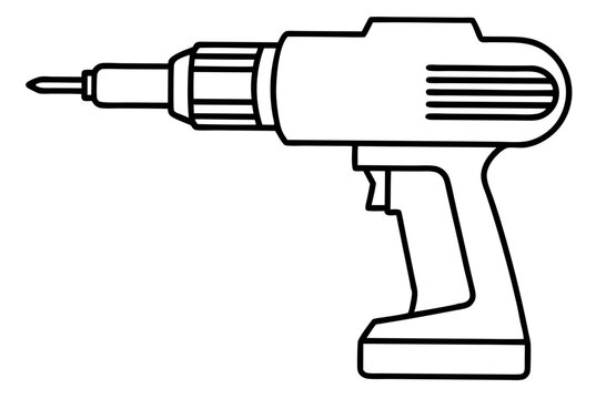 recommend clip art: electric drill machine line art silhouette vector