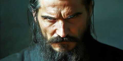 russian man with a look, ai generated.	
