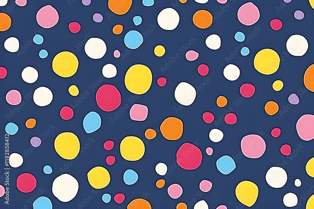 Poster multicolored circle pattern on dark blue background