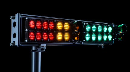 Traffic light with red, yellow, and green signals isolated on white background. Stonelight. Illustration