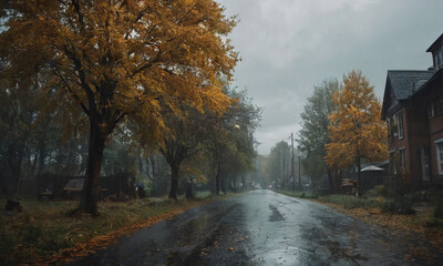 Sketches on the theme of autumn mood, Gloomy rainy autumn