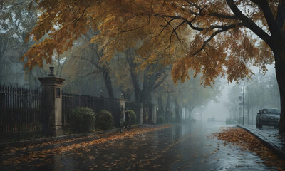 Sketches on the theme of autumn mood, Gloomy rainy autumn