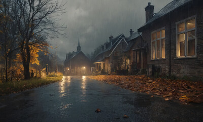 Sketches on the theme of autumn mood, Gloomy rainy autumn