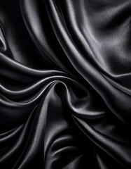 Obraz premium Smooth, flowing black fabric with intricate folds and a glossy texture, creating a visually captivating and luxurious appearance Generative AI
