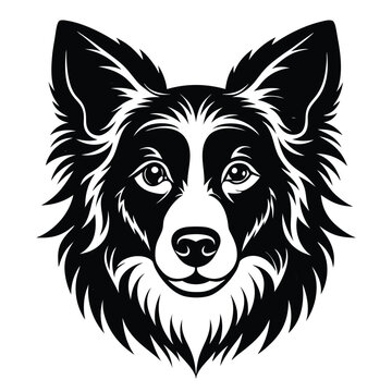 recommend clip art: Border collie dog head vector silhouette art