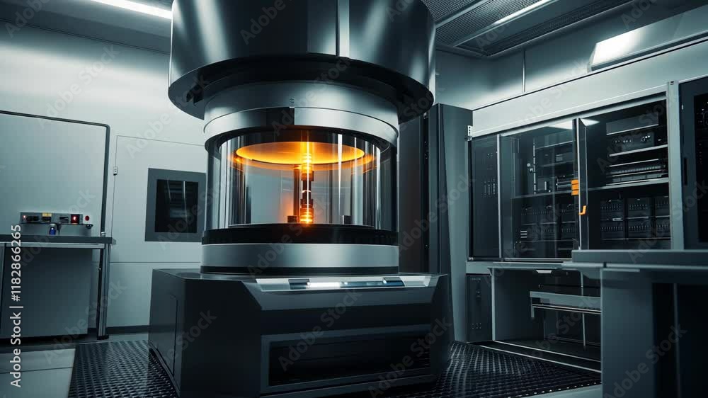 Poster advanced machinery operates in a high-tech lab during a research experiment to innovate energy solut