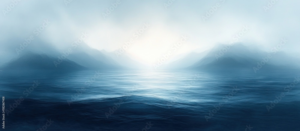 Poster abstract soft blue background with gradient and diffused light for studio and wall interior