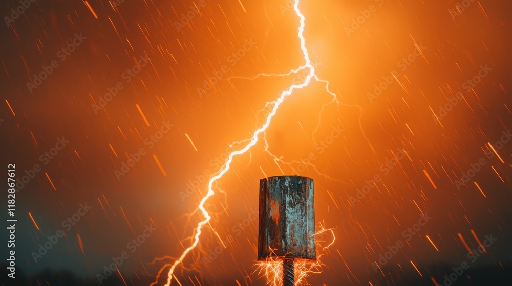 Poster concept of natural lightning phenomena of storms. a striking image of lightning illuminating a dark 