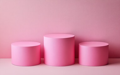 Three charming pink stools rest on a soft pink surface, creating a whimsical scene perfect for a romantic Valentine's Day celebration.