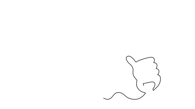 Hand holds tablespoon in fist animated self drawing of single continuous line, continuous contour movement, video drawing of line in 4k, waiting for food, eating activity concept, one line