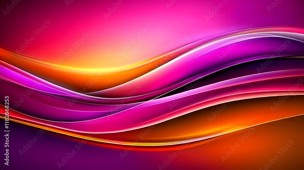 Poster abstract background with flowing purple and orange waves creates dynamic visual