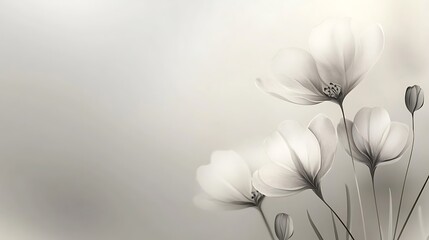 Delicate White Flowers Softly Bloom Against a Neutral Background