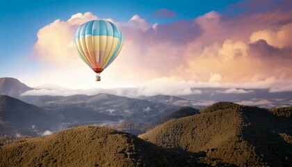 Fototapeta premium hot air balloon floating over softly 