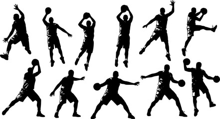 Obraz premium vector set of Basketball player silhouette 