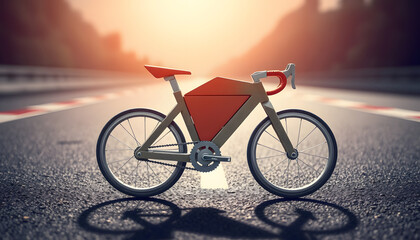 Fototapeta premium Racing road bike is waiting for its rider!, origami. isolated with white highlights