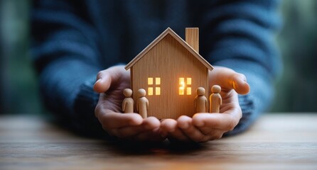 Home and Family Protection Insurance Coverage Concept with Hands Symbolizing Safety