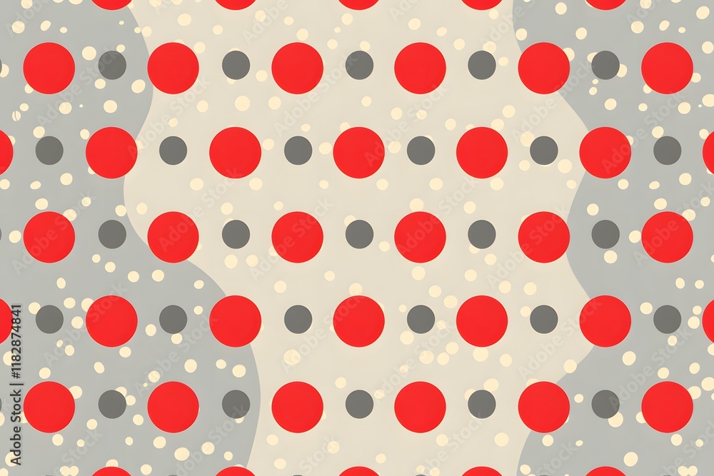 Poster red and grey circle pattern on dual-tone background