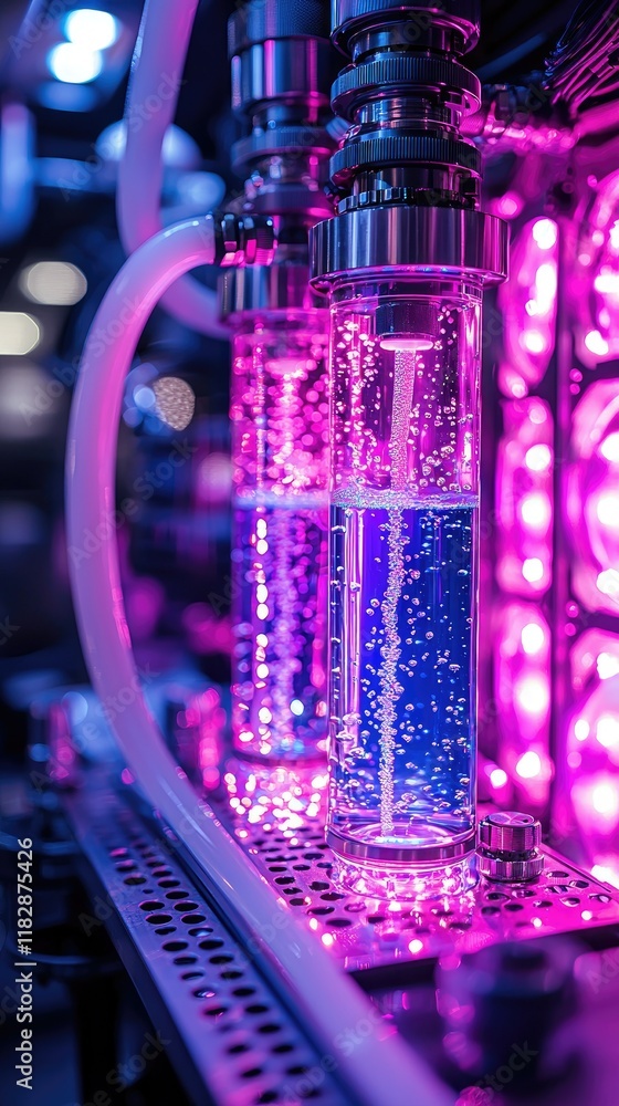 Poster illuminated liquid cooled computer system components