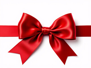 Fototapeta premium Satin, Red, Bow, Ribbon, Gift, Elegant, Celebration, Festive, Holiday, Decoration, Luxury, Silk, Shiny, Smooth, Texture, Symmetry, Loops, Knot, Centerpiece, Present, Wrapping, Occasion, Glossy, Vibran