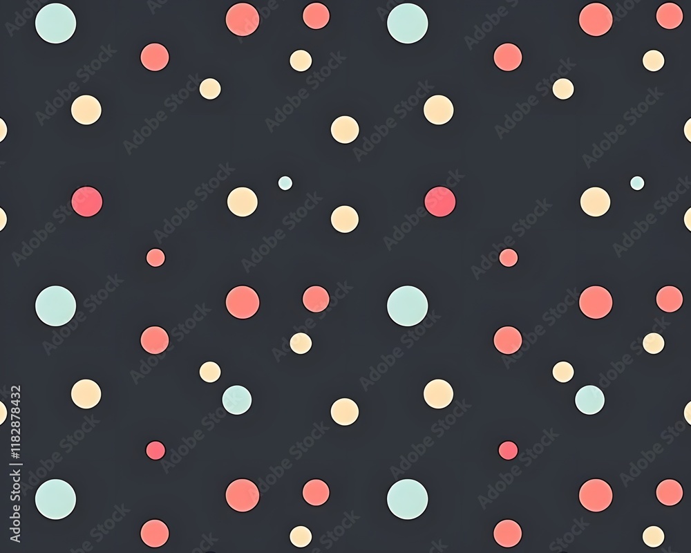 Poster repeating pattern of pastel circles on dark background
