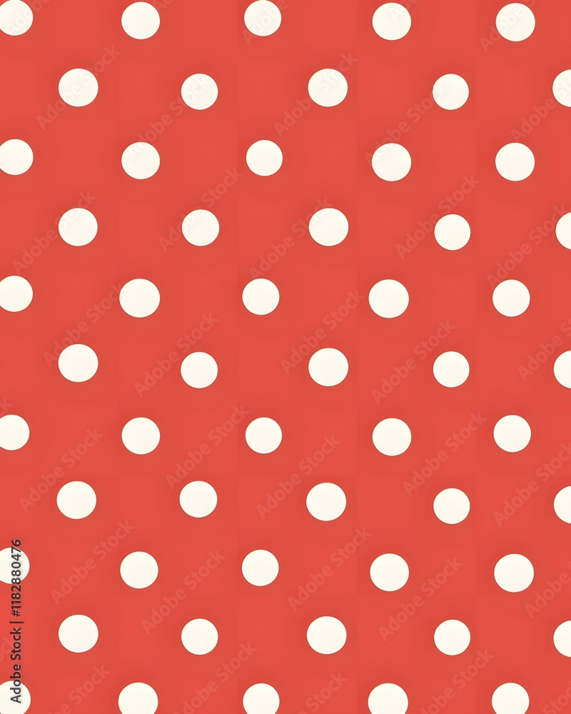 Poster repeating pattern: red background with white polka dots