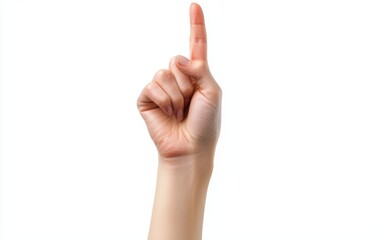 Fototapeta premium A woman hand pointing upward, isolated on a clean white background